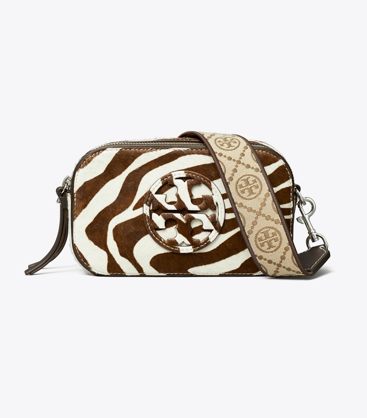 Tory Burch designer crossbody bags Mini Miller Calf Hair Crossbody Bag in Zebra front