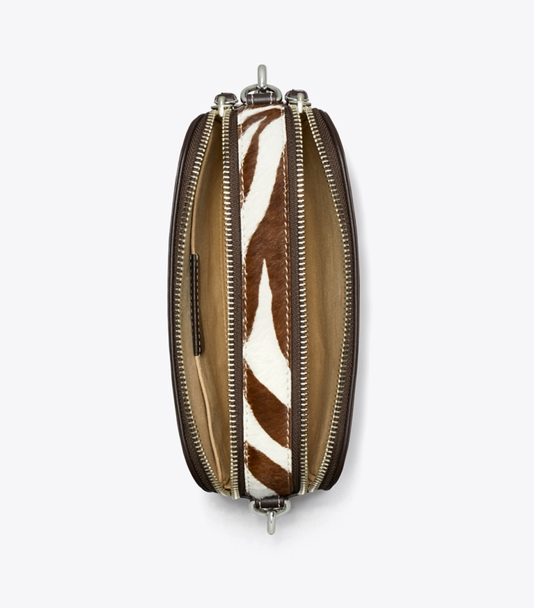 Tory Burch designer crossbody bags Mini Miller Calf Hair Crossbody Bag in Zebra angle