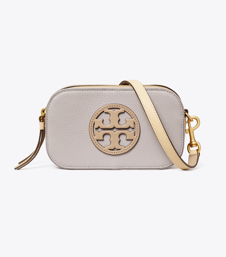Tory Burch designer crossbody bags Mini Miller Colorblock Crossbody in Bay Gray Multi front
