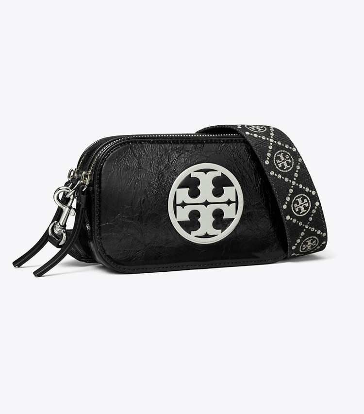 Tory Burch designer クロスボディバッグ ミラー クリンクル ミニクロスボディバッグ in Black angle