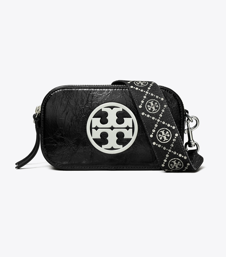 Tory Burch designer クロスボディバッグ ミラー クリンクル ミニクロスボディバッグ in Black angle