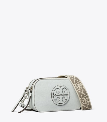 Tory Burch designer クロスボディバッグ ミラー ミニ クロスボディバッグ in Light Titanium angle