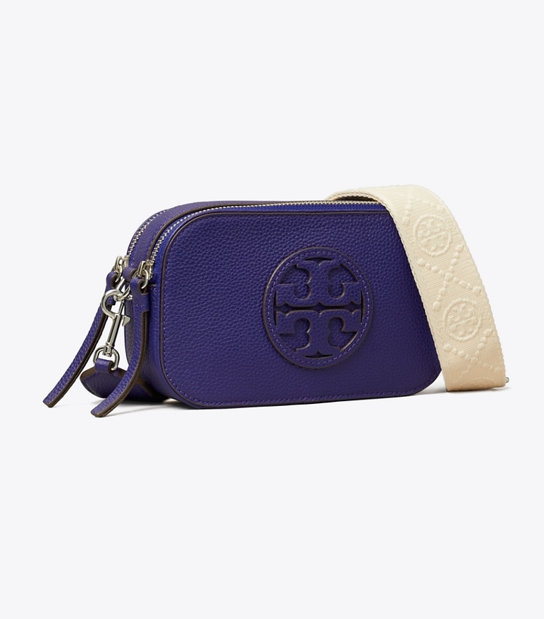 Tory Burch designer crossbody bags Mini Miller Crossbody Bag in Ballpoint Blue angle