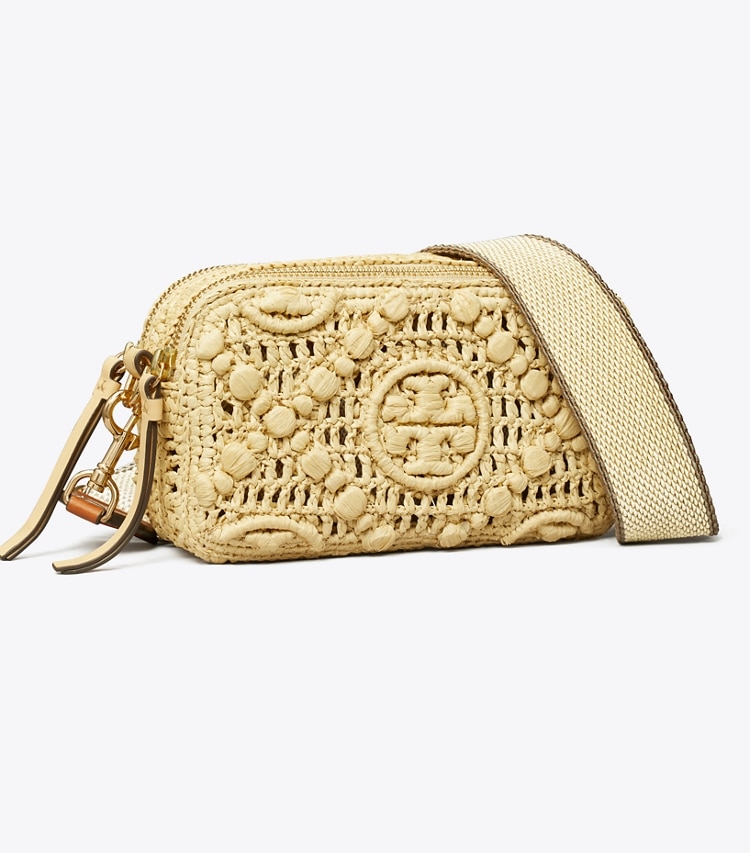 Tory Burch designer crossbody bags Mini Miller Crossbody Bag aus Raffiabast mit T-Monogramm in Natural angle