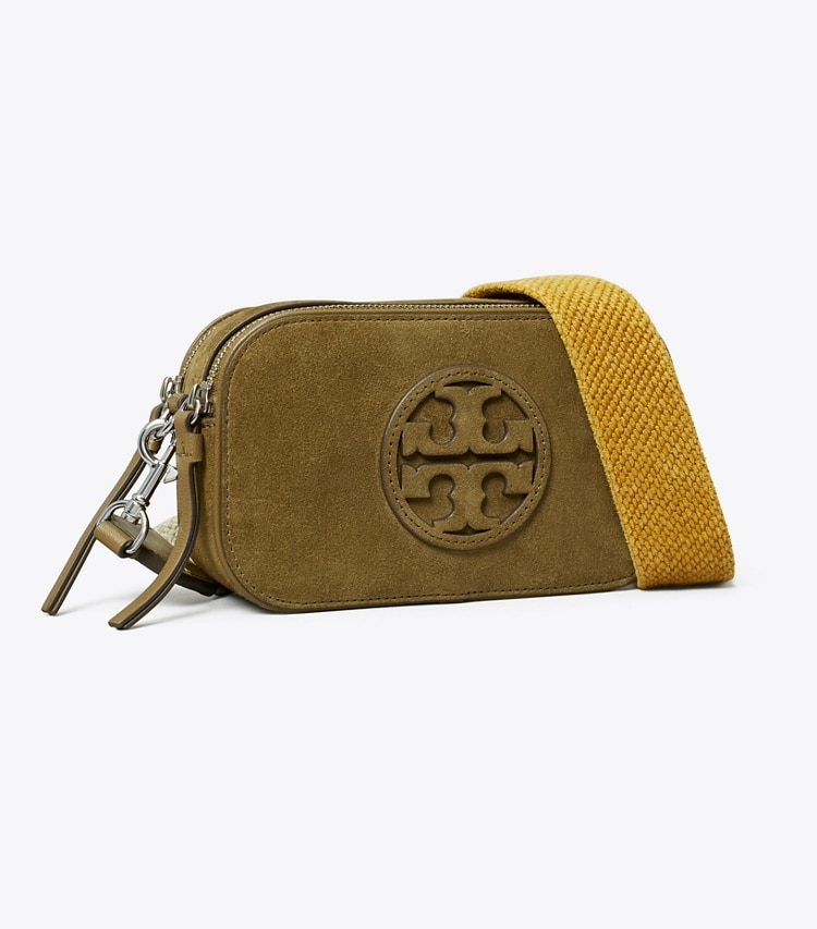 Tory Burch designer crossbody bags Mini Miller Crossbody Bag aus Wildleder in Deep Olive angle