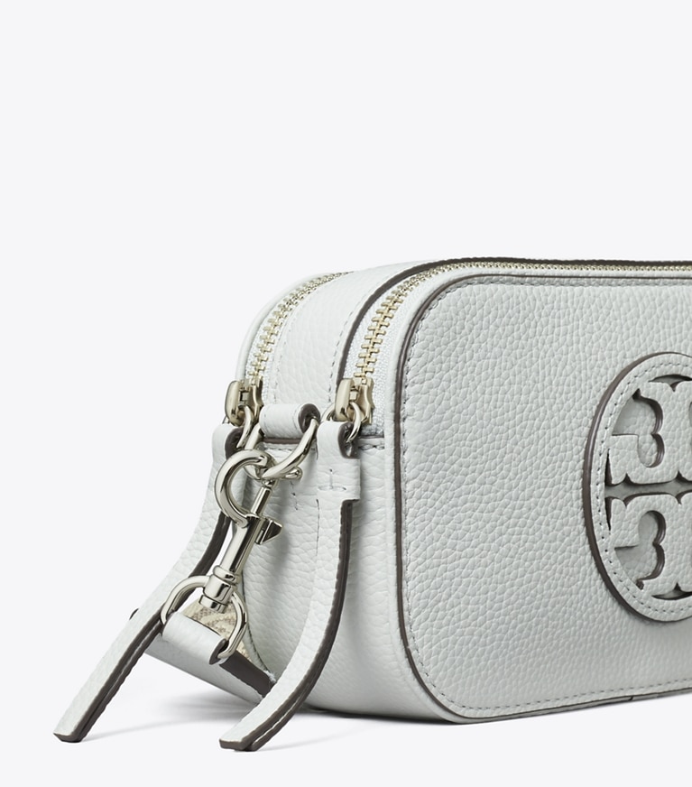 Tory Burch designer crossbody bags Mini Miller Crossbody Bag in Light Titanium angle