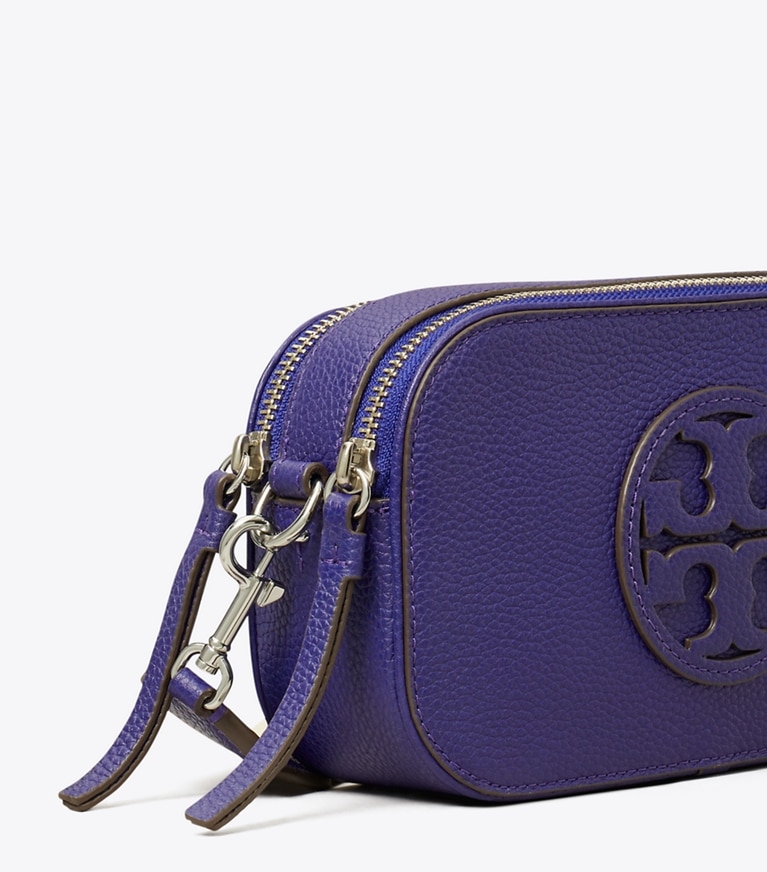 Tory Burch designer crossbody bags Mini Miller Crossbody Bag in Ballpoint Blue detail