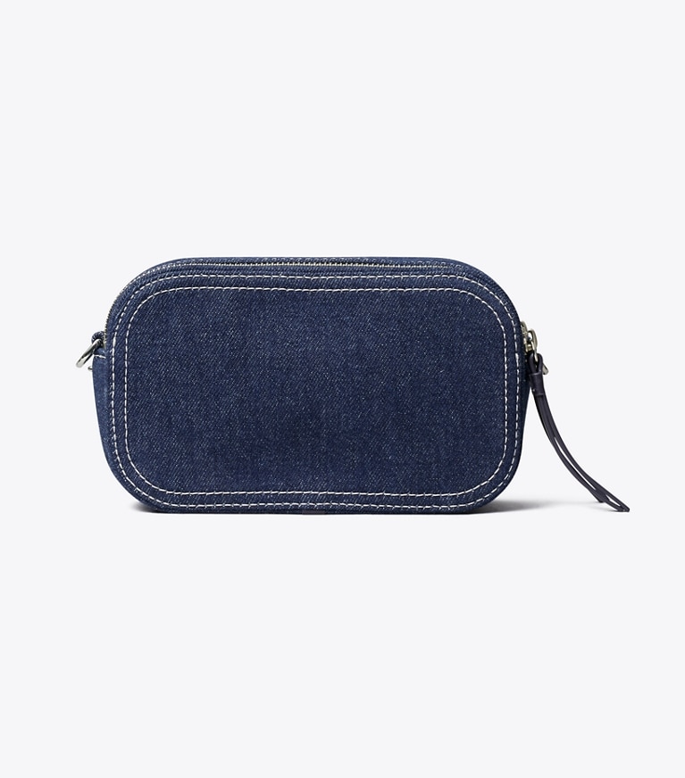 Tory Burch designer crossbody bags Mini Miller Denim Crossbody Bag in Royal Navy angle