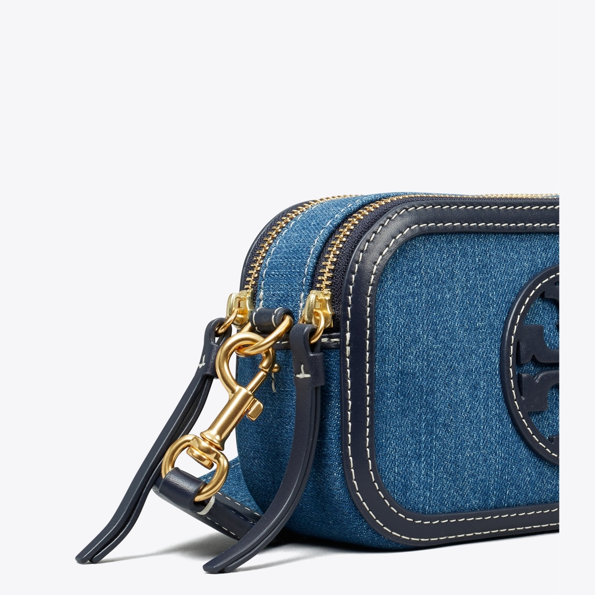 ショルダーバッグ Denim Mini Bowling Bag Indigo Medium Patch Flower Washed Denim Mini Bowling Bag with Flower Strap