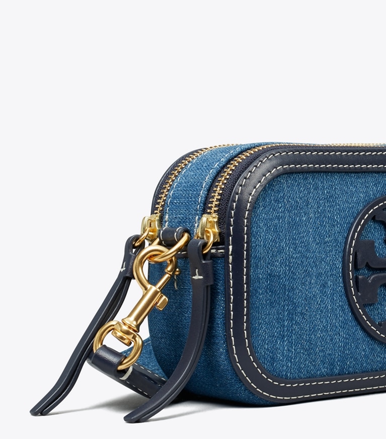 Tory Burch designer crossbody bags Mini Miller Denim Crossbody Bag in Denim Multi angle