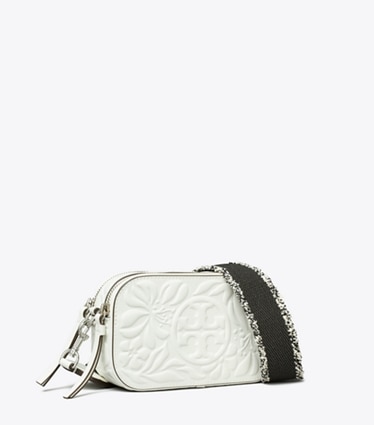 Tory Burch designer クロスボディバッグ ミラー フローラルエンボス ミニクロスボディバッグ in Blanc angle