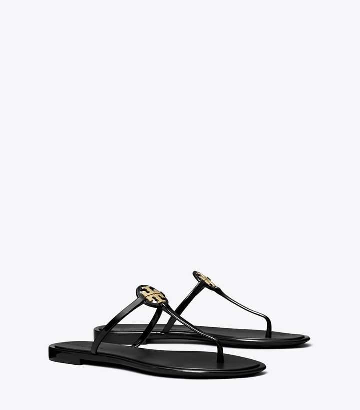 Tory Burch designer sandals Mini Miller Jelly Sandal in PERFECT BLACK / GOLD angle