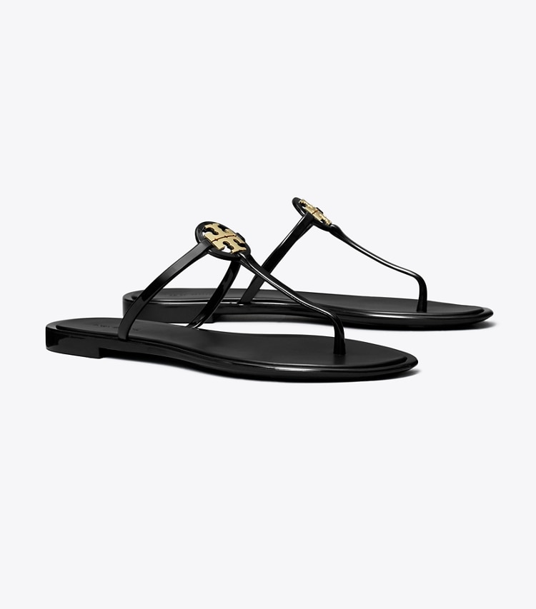 Tory Burch designer sandals Mini Miller Jelly Sandal in PERFECT BLACK / GOLD angle