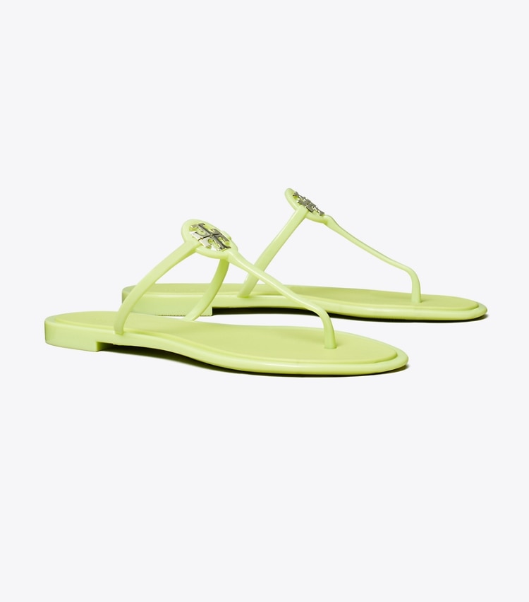 Tory Burch designer sandals Mini Miller Jelly Sandal in GARDEN MINT / SILVER angle