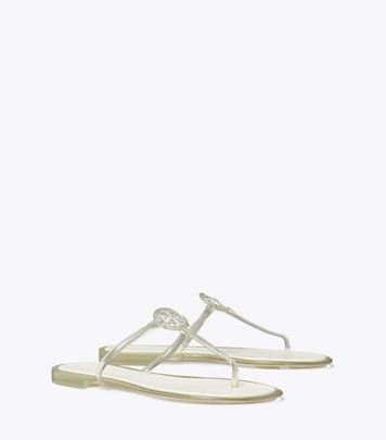 Tory Burch designer sandals Mini Miller Jelly Sandal in CLEAR / SILVER angle