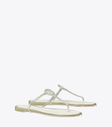 Tory Burch designer sandals Mini Miller Jelly Sandal in CLEAR / SILVER angle