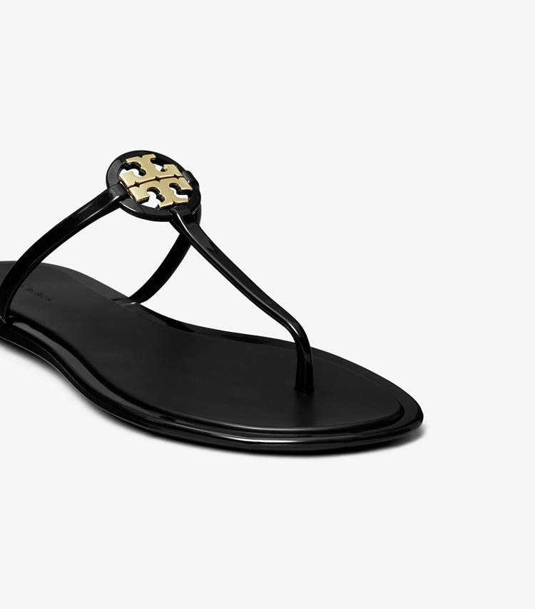 Tory Burch designer sandals Mini Miller Jelly Sandal in PERFECT BLACK / GOLD detail