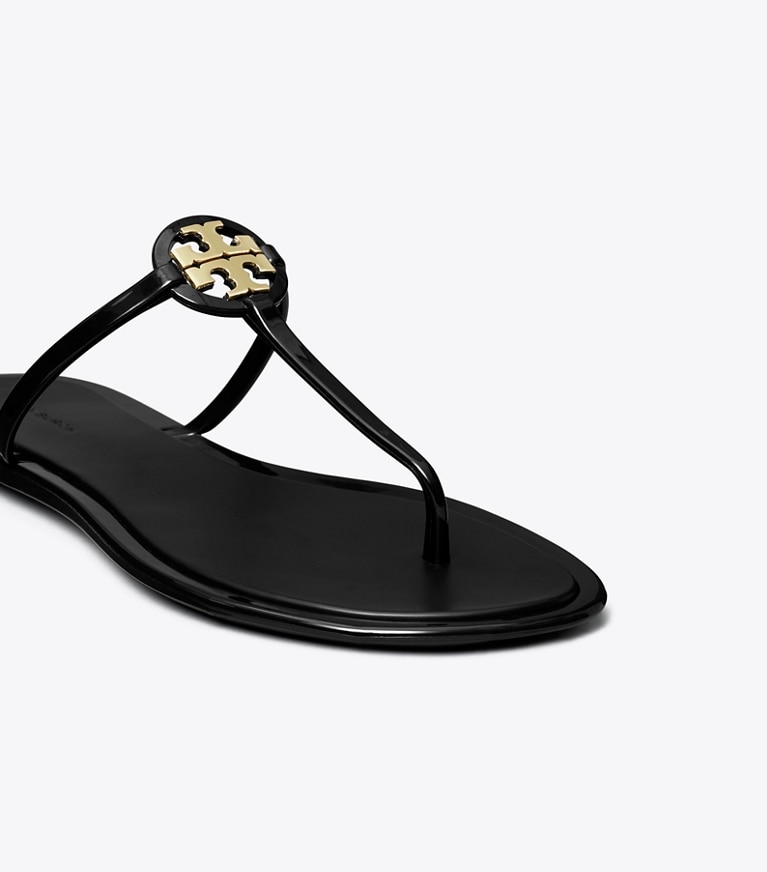 Tory Burch designer sandals Mini Miller Jelly Sandal in PERFECT BLACK / GOLD angle