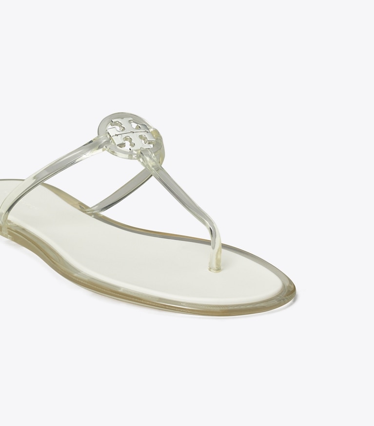 Tory Burch designer sandals Mini Miller Jelly Sandal in CLEAR / SILVER angle