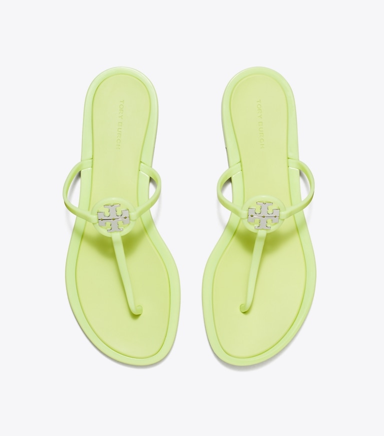 Tory Burch designer sandals Mini Miller Jelly Sandal in GARDEN MINT / SILVER angle