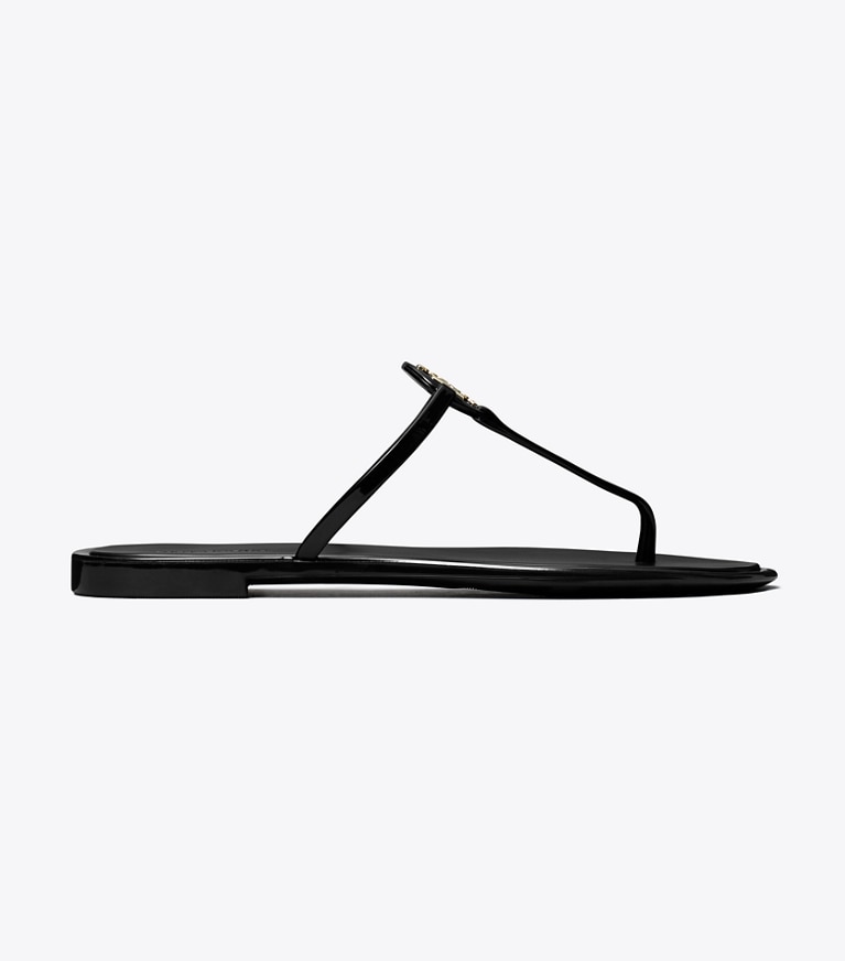 Tory Burch designer sandals Mini Miller Jelly Sandal in PERFECT BLACK / GOLD angle