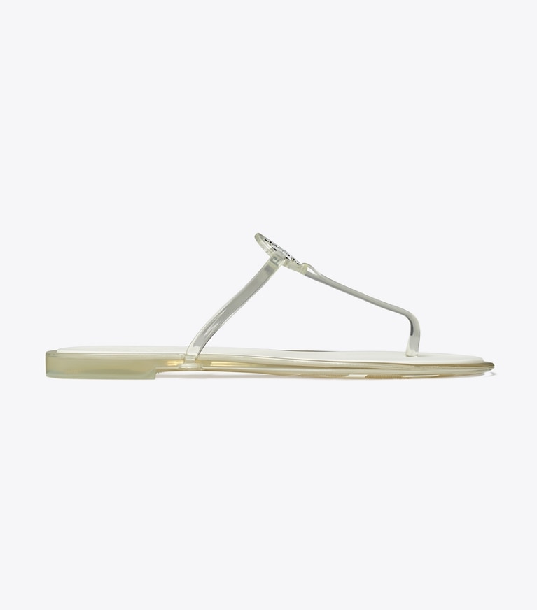 Tory Burch designer sandals Mini Miller Jelly Sandal in CLEAR / SILVER angle