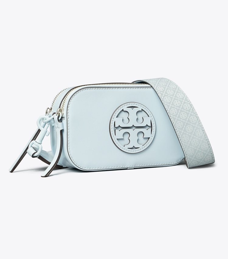 Tory Burch designer crossbody bags Mini Miller Monochromatic Crossbody Bag in Ice Blue angle