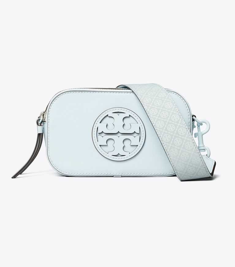 Tory Burch designer crossbody bags Mini Miller Monochromatic Crossbody Bag in Ice Blue angle