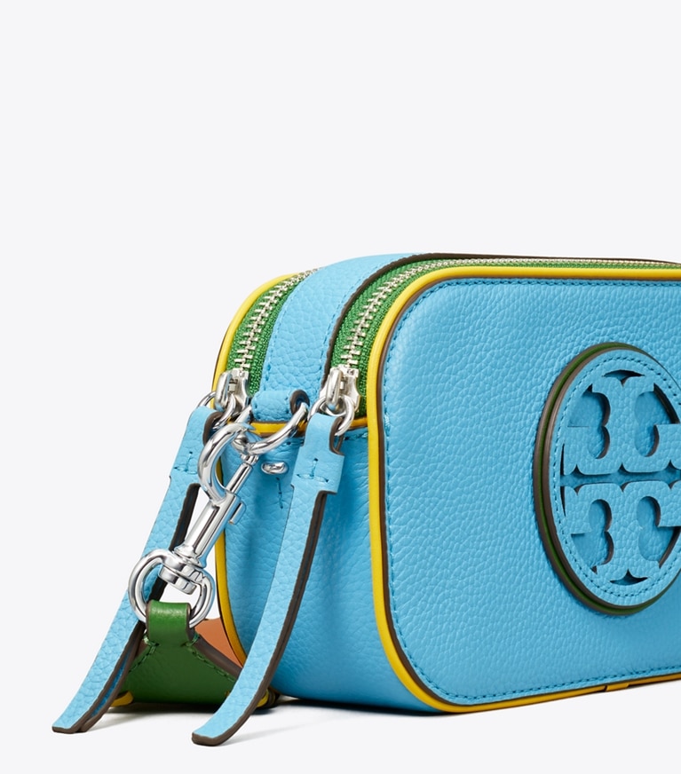 Tory Burch designer crossbody bags Mini Miller Pop Edge Crossbody Bag in Blue Azure angle