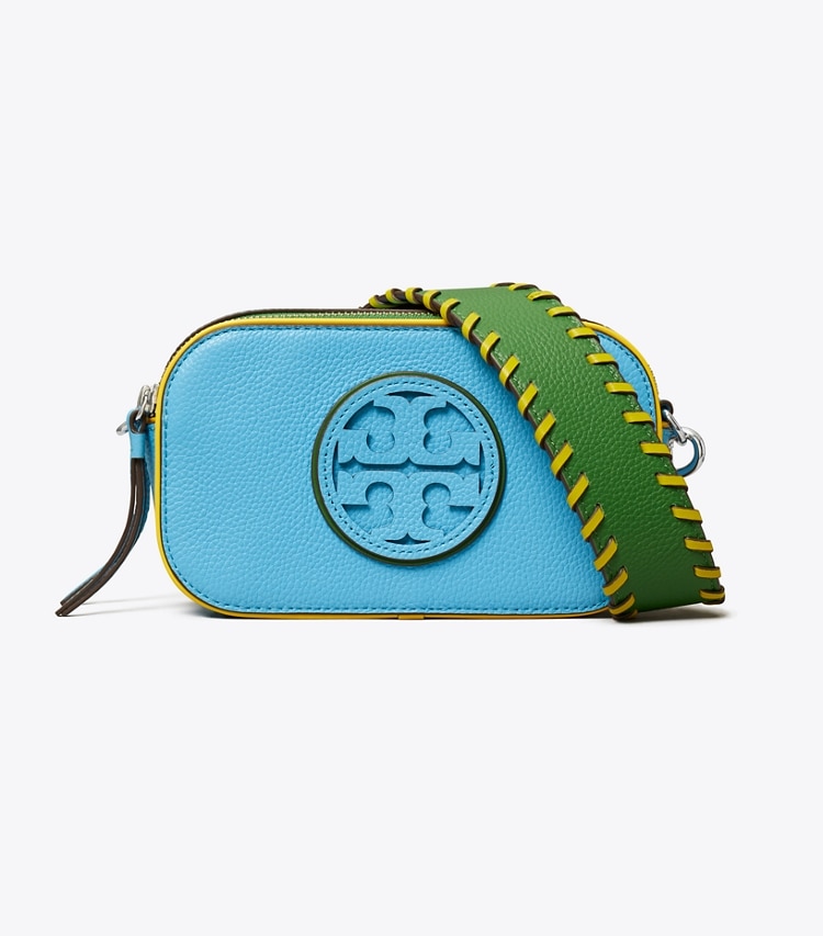 Tory Burch designer crossbody bags Mini Miller Pop Edge Crossbody Bag in Blue Azure front