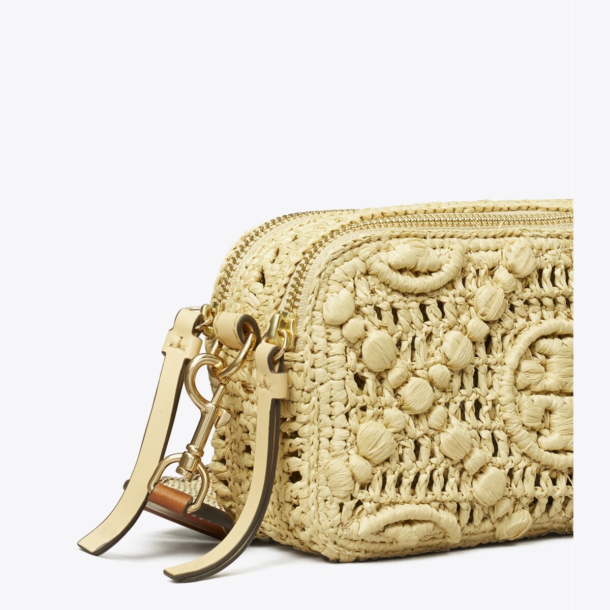 Tory Burch★Mini Miller T Monogram Raffia Crossbody かぎ針編 Mini Miller Raffia Crossbody Bag: Women's Designer Crossbody