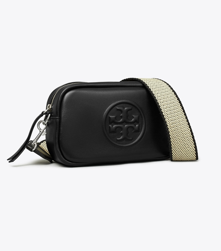 Tory Burch designer crossbody bags Mini Miller Soft Crossbody Bag in Black angle