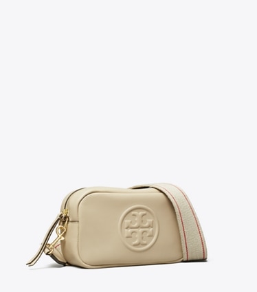 Tory Burch designer クロスボディバッグ ミラー ソフト ミニ クロスボディバッグ in Light Stone angle