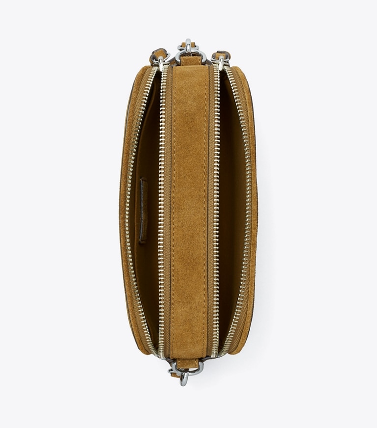 Tory Burch designer crossbody bags Mini Miller Suede Crossbody Bag in Toffee overhead