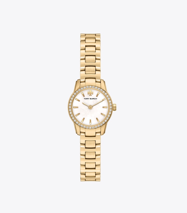 Tory Burch designer strap watches Mini Miller Watch in MOP/PALE GOLD/PAVE front