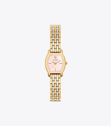 Tory Burch designer montres bracelet Mini montre Eleanor Curve dans PINK MOP/TWO-TONE de face