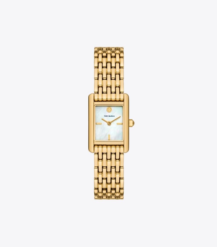 Tory Burch designer montres bracelet Mini montre Eleanor in WHITE MOP/GOLD front