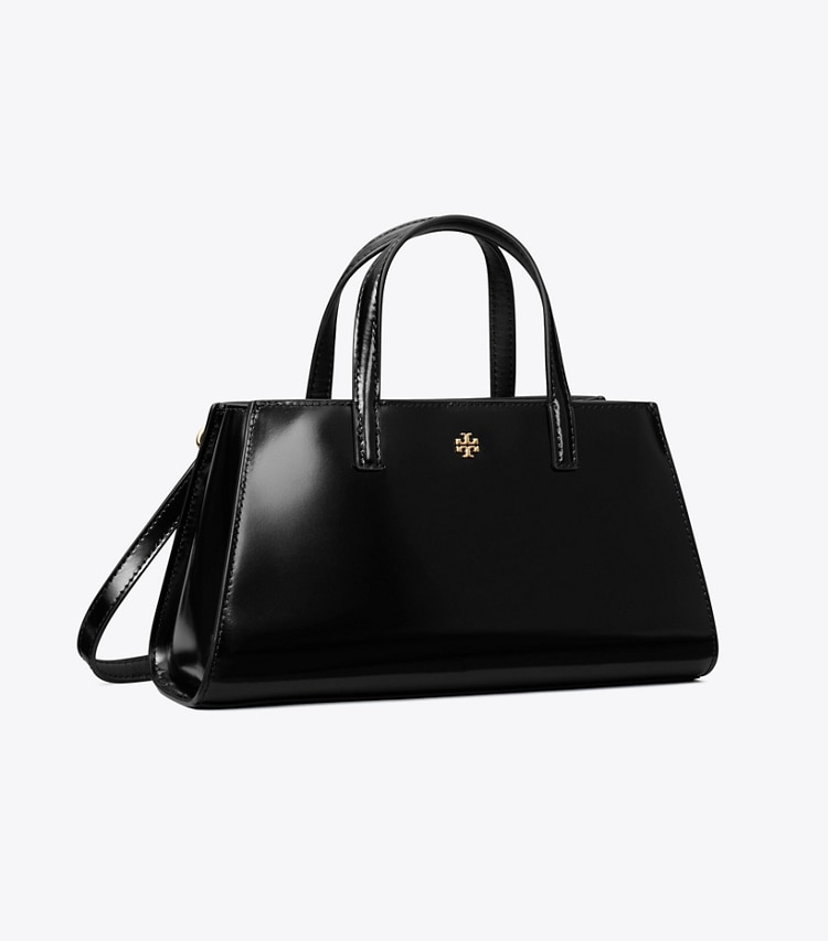 Tory Burch designer crossbody bags Mini Patent Leather Tote in BLACK angle