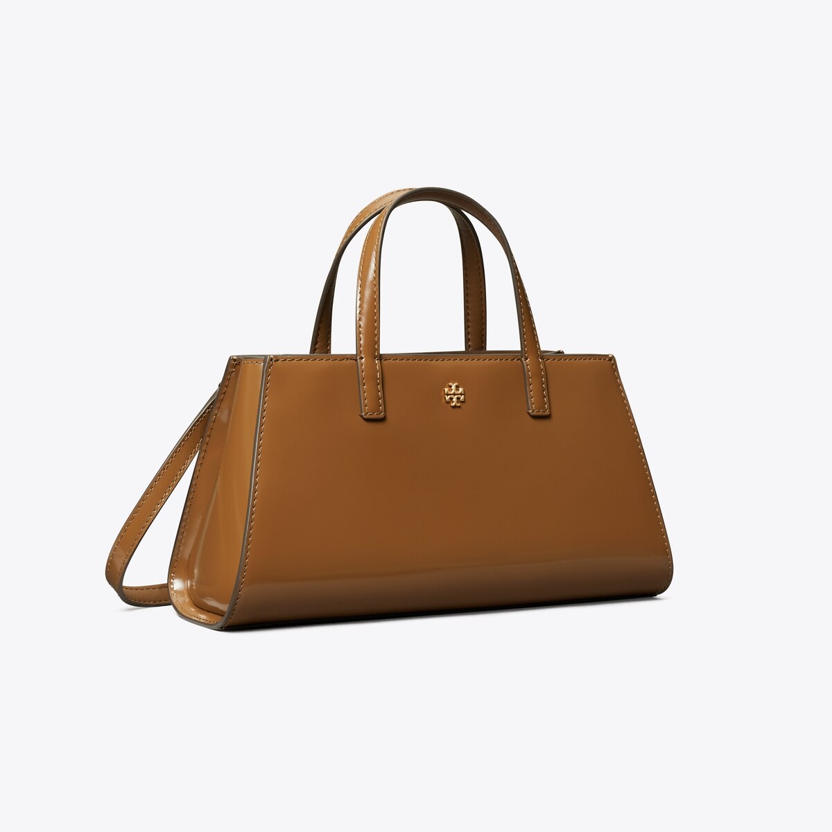 Tory Burch パテントレザー トートバッグ ダークブラウン Mini Patent Leather Tote: Women's Designer Crossbody Bags | Tory Burch