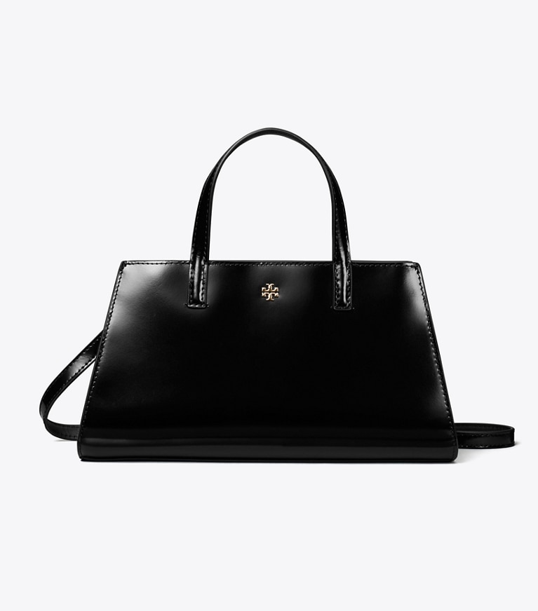 Tory Burch designer crossbody bags Mini Patent Leather Tote in BLACK front