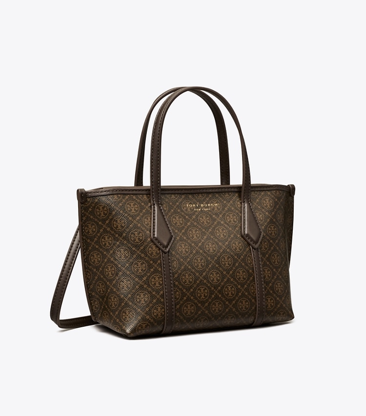 Tory Burch designer crossbody bags Mini Perry Coated Canvas Tote in French Press angle