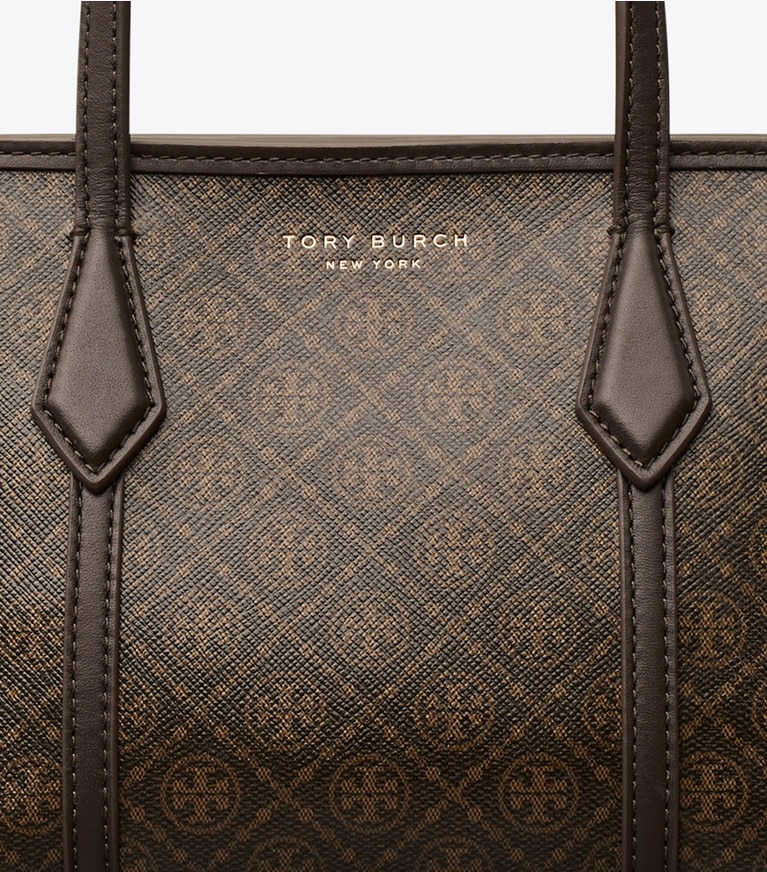 Tory Burch designer crossbody bags Mini Perry Coated Canvas Tote in French Press angle