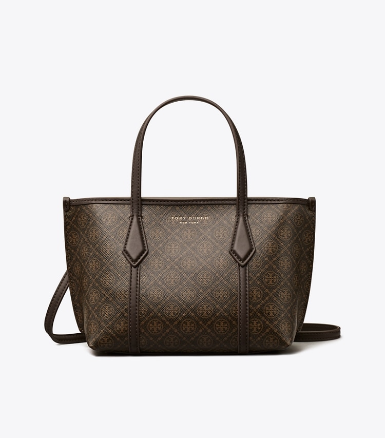 Tory Burch designer crossbody bags Mini Perry Coated Canvas Tote in French Press front