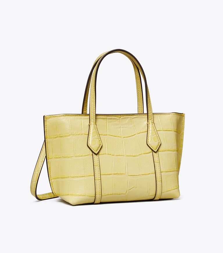Tory Burch designer crossbody bags Mini Perry Embossed Tote in Yellow Sky angle
