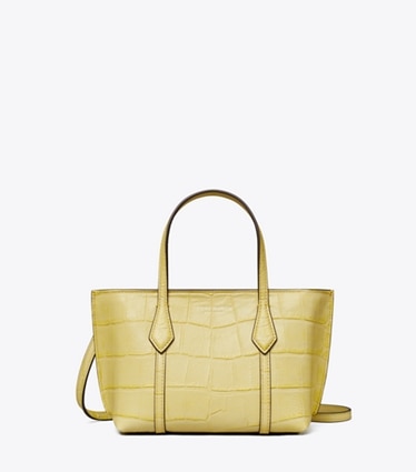 Tory Burch designer crossbody bags Mini Perry Embossed Tote in Yellow Sky front