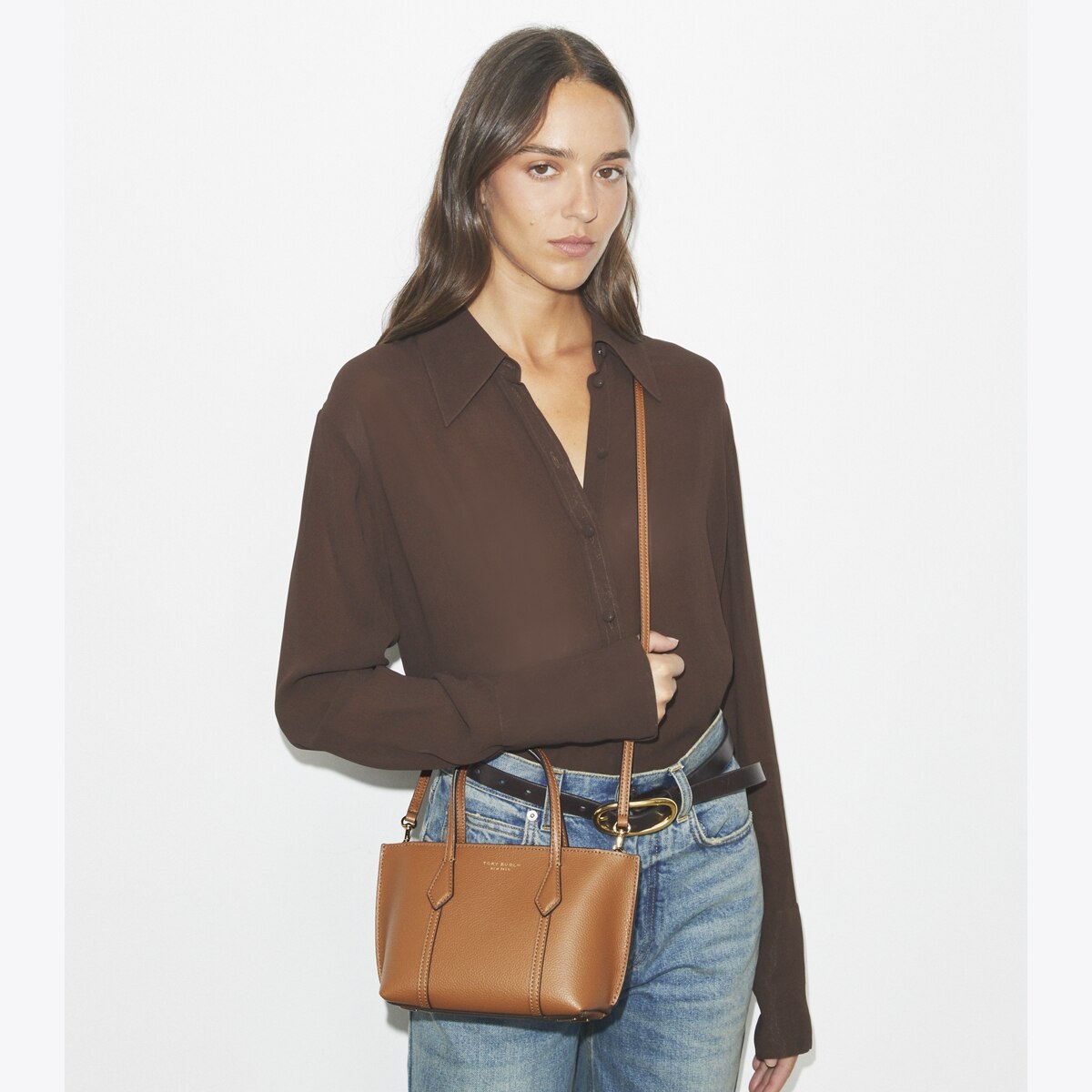 トートバッグ TORY BURCH BROWN LEATHER SMALL PERRY TOTES Small Perry Zip Tote: Women's Designer Tote Bags | Tory Burch