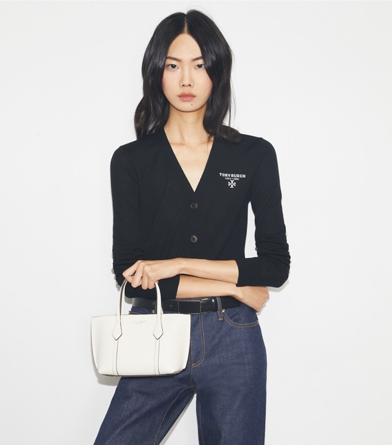 Tory Burch designer crossbody bags Mini Perry Tote in Warm White angle