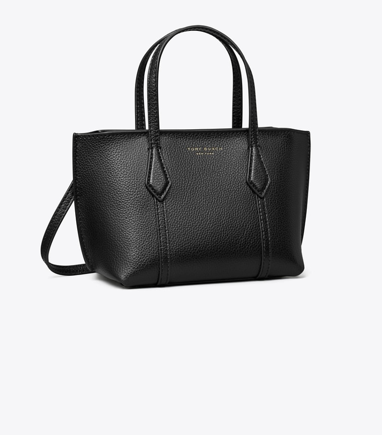 Tory Burch designer crossbody bags Mini Perry Tote in Black angle