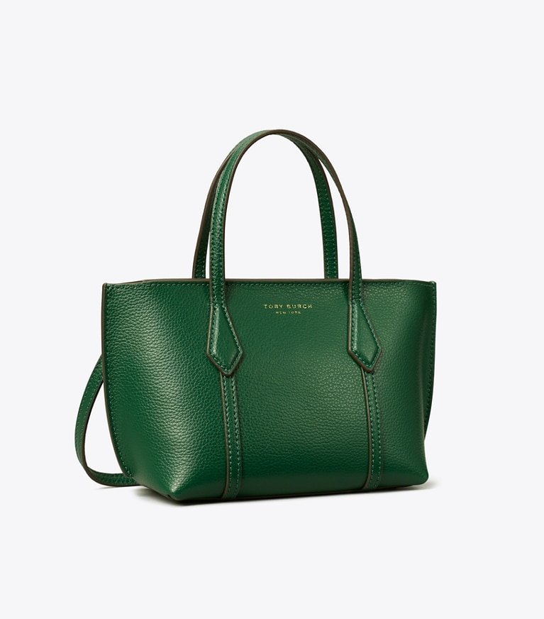Tory Burch designer crossbody bags Mini Perry Tote in Dark Kale angle