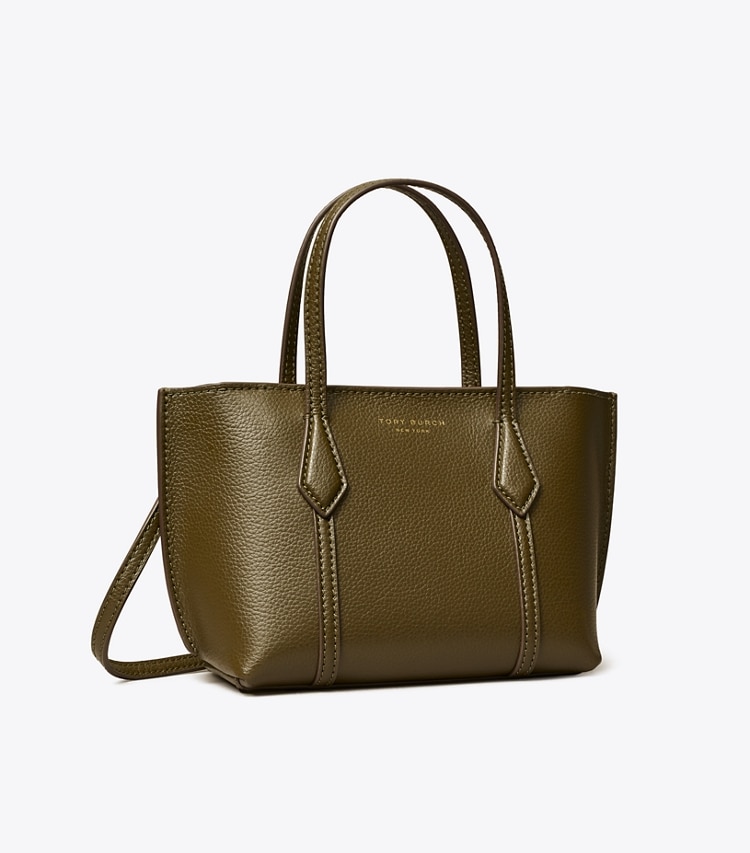 Tory Burch designer crossbody bags Mini Perry Tote in Dark Olive angle